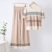 Women's Clothing Fashion Knitted Suit Summer New Style Temperament Contrast Color Top High Waist Slim Wide Leg Pants Two Piece Suit_ecoleips.com