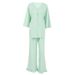 Cotton Lin Gre Ruffled Loose Comfortable Wearable Pajama Set European And American Autumn New Home Wear For_ecoleips.com