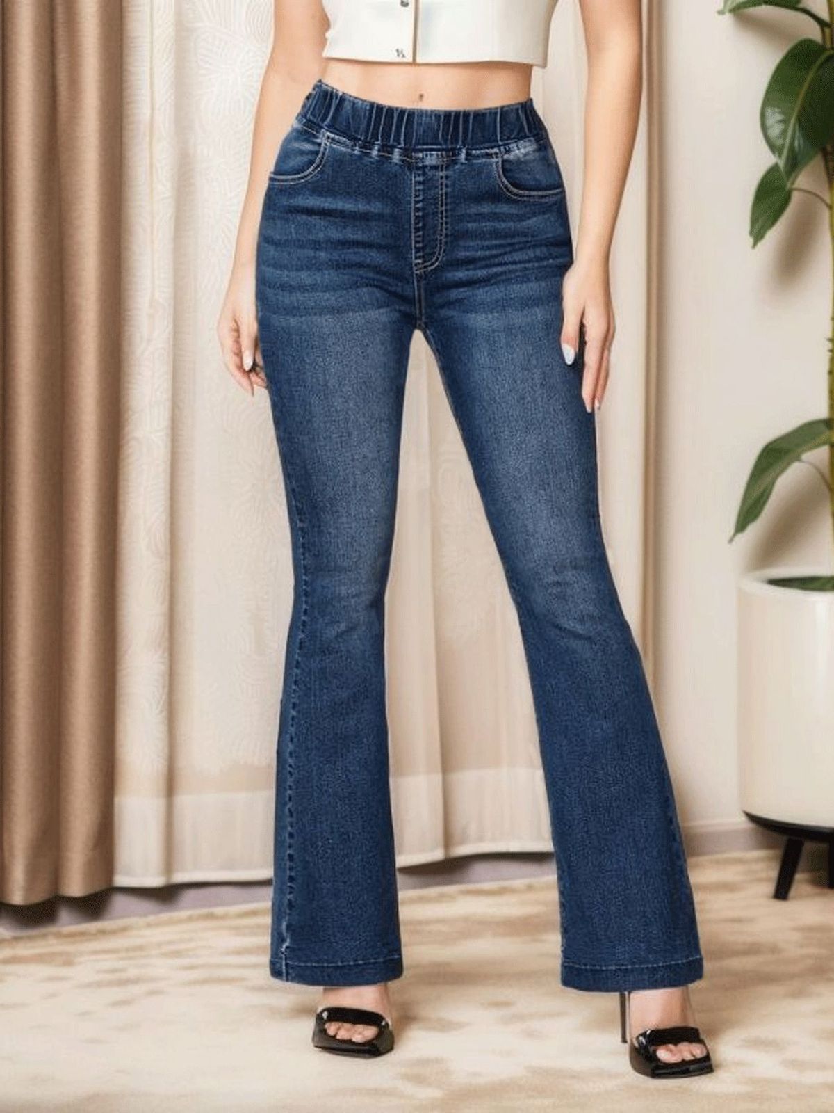Women's Clothing High Quality Elastic Waist High Stretch Jeans Slim Fitting Butt Lift Micro Pull Pants_ecoleips.com