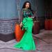 Elegant Plus Size Women's Dress With Lace Mesh Sheer Ruffles Formal Evening Gown_ecoleips.com
