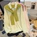 Women's Long Sleeve Shirt With Detachable Shawl Collar – Loose Fit Striped Blouse For Spring, Casual & Office Wear_ecoleips.com