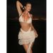 Women's Clothing Women's Sexy Solid Color Lace Skirt Swimsuit Pure Alluring Bikini Two Piece Beach Backless Design_ecoleips.com