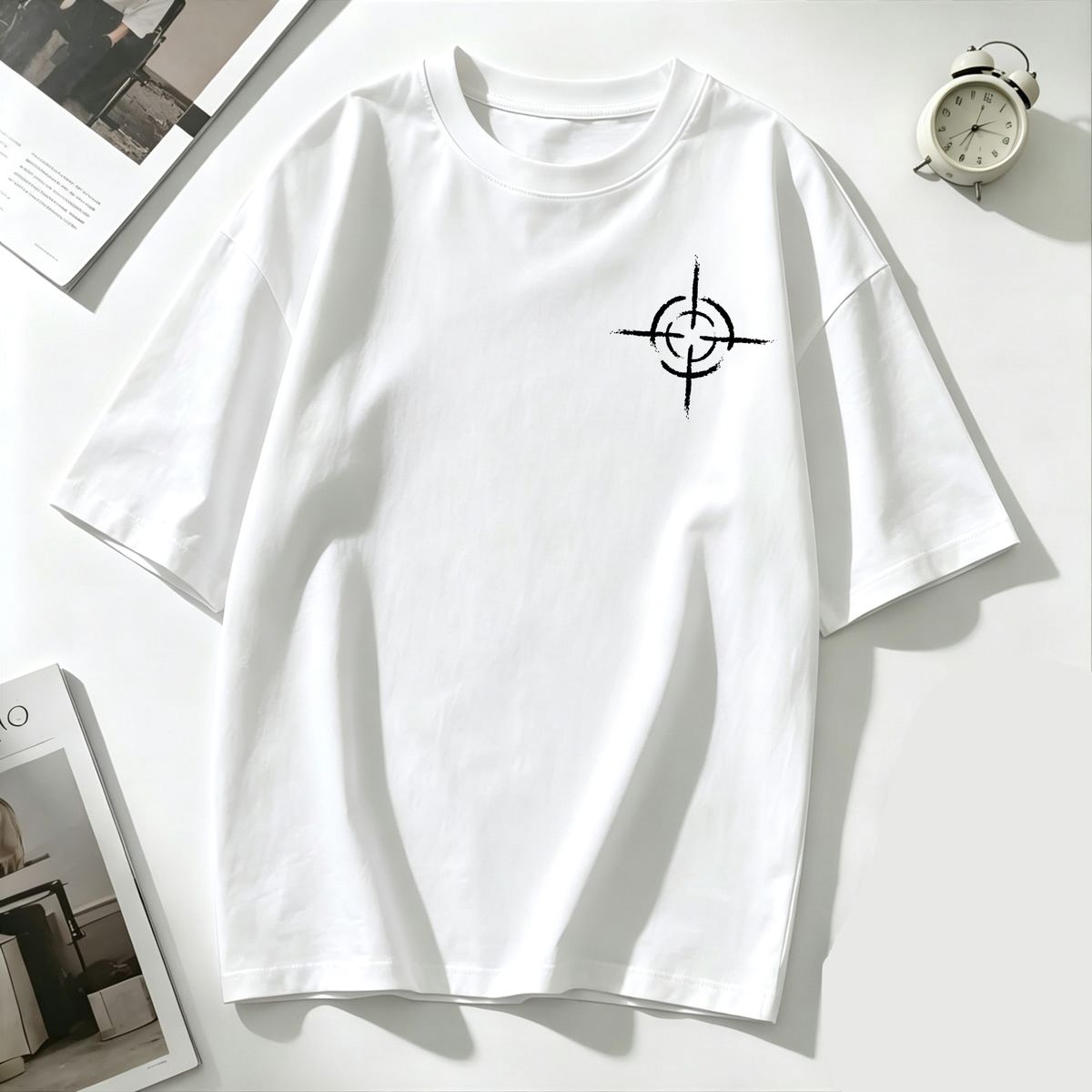 Women's Oversized T-Shirt Minimal Target Graphic Casual Loose Short Sleeve Streetwear Top_ecoleips.com