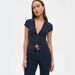 independent Site European And American Women's Clothing: Lapel Deep V-neck Low-cut Short-sleeve T-shirt For_ecoleips.com