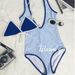 Niche Personality Blue And White Striped Two-piece One-piece Women's Simple And Thin Swimsuit Fashionable Island Vacation Swimsuit_ecoleips.com