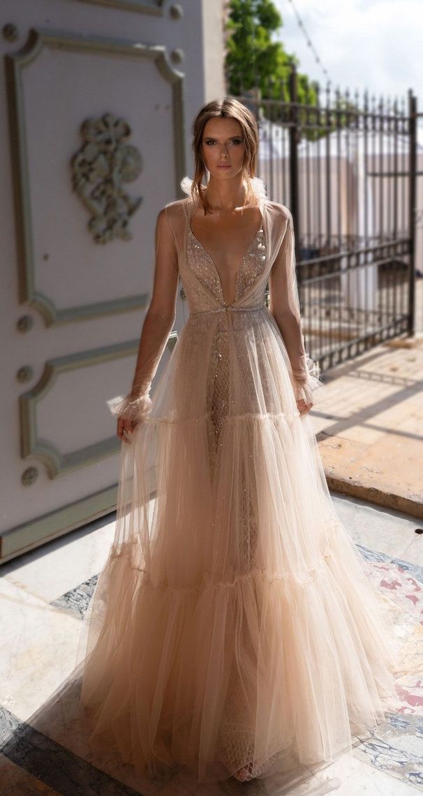 Women's Clothing Sexy Deep V See Through Two Piece Sequined Long Dress_ecoleips.com