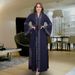 Cardigan Arab Robe European And American Cross-Border Plus Size Women's Bell Sleeve Long Dress 8840_ecoleips.com