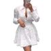 White Women's Lace Shirt And Skirt Set Button Collar Hollowed Out Cross Border Style European American Dress_ecoleips.com