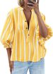 Women's Striped Shirt Puff Sleeve Loose Top Summer Autumn Fashion Bestseller_ecoleips.com
