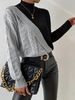 Semi-turtleneck Twist Knitted Sweater Contrasting Color Loose Casual Sweater Women_ecoleips.com