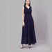 Women's V-neck Solid Color Dress Evening Gown Long Chiffon Sleeveless_ecoleips.com