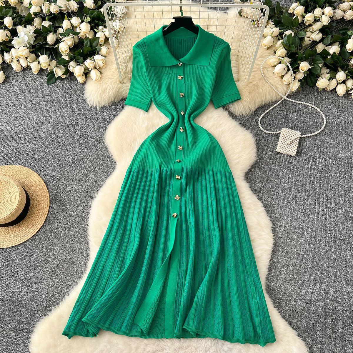 Women's Clothing French Style Inner Sweater Dress Women Winter Elastic Slim Fit Celebrity Style Single Breasted Knitted Long Skirt_ecoleips.com