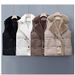 Women's Clothing Double Breasted Fur Collar Waist Fur Integrated Women's Double-Breasted Faux Fur Collar Waist-Cinching Fleece-Lined Vest Coat_ecoleips.com