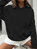 Women's Minimalist Solid Fleece Hoodie With Kangaroo Pocket, Loose Soft Long Sleeve Top For Autumn Winter Indoor Reading & Outdoor Walks 5Color_ecoleips.com