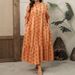 2026 Women's Elegant And Fashionable A-Line Short-Sleeved Dress With Printed Design_ecoleips.com