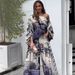 Women’s Clothing printing new fashion long sleeved bat shirt wide leg pants suit with belt_ecoleips.com