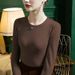 Double-Sided Coral-Fleece Thick T-Shirt, Women S Autumn/Winter Korean-Style Loose Long-Sleeve Top, Crew-Neck Thermal Bas_ecoleips.com