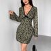 Spring New Arrival Women's Flared Sleeve Double Layer Mesh Flocked V Neck Dress_ecoleips.com