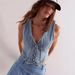 European And American Cross Border Denim Baroness Vintage Washing Process American Retro Slim Waist V Neck Vest_ecoleips.com