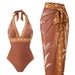 European And American Style Slimming Cross-Over One Piece Swimsuit High-End Beach Set Wrap Skirt in Stock for Women_ecoleips.com