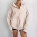 Women's Clothing Zip-Up Hooded Cardigan Coat - Soft Polyester Blend, Relaxed Fit, V-Neck, Pockets, Lightweight & Stylish (Dark Brown, Black)_ecoleips.com