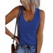 2021 Spring/Summer New Women's U-Neck Sleeveless Ribbed Knit Casual Vest T-Shirt For Women_ecoleips.com