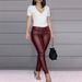 Women's Solid Colour PU Leather Pants Casual Sexy Calf Pants_ecoleips.com