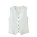 Women's Linen Vest Sleeveless V-Neck Summer Waistcoat – Slim Fit Short Casual Blazer Vest For Office & Outing_ecoleips.com