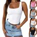 Women's Sexy Y2K Slim Fit Solid Color Vest European American Style Hot Girl Summer Threaded Top for Trendy Streetwear_ecoleips.com