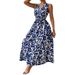 New 2026 Elegant Women's French Resort Style Printed Dress V Neck Maxi Tie Waist European American Cross Border Elegance_ecoleips.com