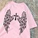 Casual Womens T-Shirts Cross Body And Flying Wings Funny Prints Short Sleeve O-Neck Soft Fashion Female Clothes_ecoleips.com