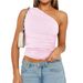 Women's Clothing Summer New Ladies Fashion One Shoulder Small Vest Sexy Hot Girl Top_ecoleips.com