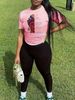 Women's Casual Fashion Portrait Letter Pattern Printed Loose T-shirt+cropped Pants Two-piece Home Sportswear Daily Wear-399_ecoleips.com