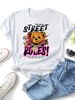 Women Hip Hop Crown Gold Chain Bear Street Rules Letter Graphic T Shirt Round Neck Short Sleeve Loose Streetwear Summer Tops_ecoleips.com