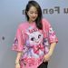 Women's Clothing Round Neck Short Sleeved T Shirt Women's Summer Printed Cat Casual Fashion Beaded Half Sleeved Large Size Top_ecoleips.com