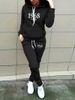Women's Clothing Women's Fashion Hooded Sweatshirt Set European American Style Letter Print Autumn Winter Two Piece Sports Wear_ecoleips.com