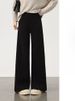 K Women's New High Waisted Straight Leg Pants With Plush And Thick Casual Wide Leg Pants_ecoleips.com