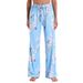 K Elastic Straight Leg Pants With Simple Casual Print And Elastic Band For Women_ecoleips.com