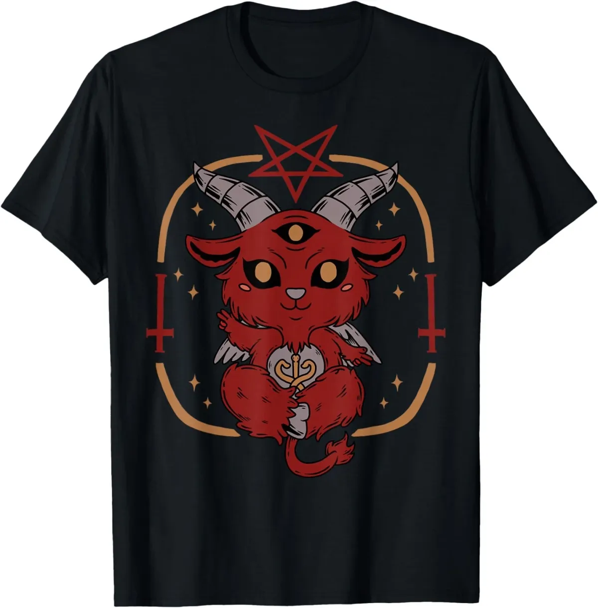 Women's T-Shirts Lucifer Sigil Satan Satanic Goat Cute Goth Baby Baphomet T-Shirt_ecoleips.com