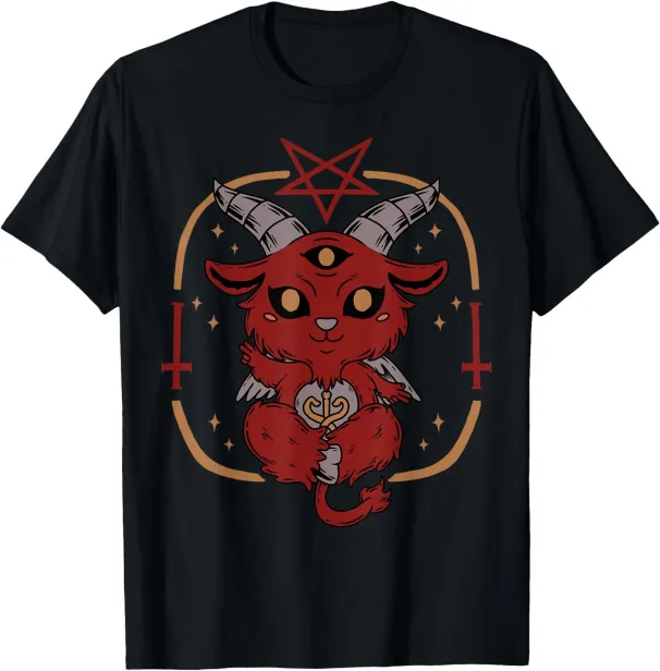 Women's T-Shirts Lucifer Sigil Satan Satanic Goat Cute Goth Baby Baphomet T-Shirt_ecoleips.com