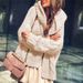Fashion Trend Women's Top Solid Color Coarse Knitted Hooded Cardigan Sweater Jacket_ecoleips.com