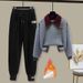 Winter Women's Polo Collar Top & Relaxed Harem Pants Set - Slimming Casual Outfit With Stretch Comfort_ecoleips.com