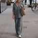 Women's Two Piece Set European American Style Lapel Long Sleeved Shirt And Wide Leg Pants Casual Solid Color Suit For Spring And Autumn_ecoleips.com
