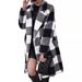 Women's Lapel Long-sleeved Buckle-free Plaid Long Loose Casual Coat Coat_ecoleips.com