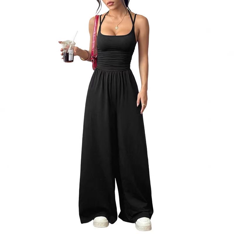Summer Women's Casual Strapless Jumpsuit Wide Legs Loose Fit New Style From Europe & America_ecoleips.com
