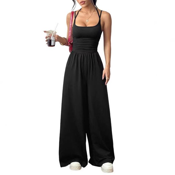 Summer Women's Casual Strapless Jumpsuit Wide Legs Loose Fit New Style From Europe & America_ecoleips.com