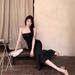 Sweet Spicy Girl Off-Shoulder Tube Women Summer Pure Desire Base Layer Inner Elastic Slit Bodycon Long Dress_ecoleips.com