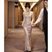 Evening Mermaid Skirt, Women's Banquet Dress, Elegant And Luxurious, Niche Style, High-end Feel, Suitable For Hosts,_ecoleips.com