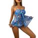 Voya 2026 E-commerce European And American New Triangle Two-Piece Strapless Printed Backless Swimsuit_ecoleips.com
