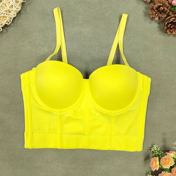 Women's Clothing Large Size Camisole Without Underwear Hot Girl Tops Women Short Style Exposed Navel Sexy Fishbone Tube Top Solid Color_ecoleips.com